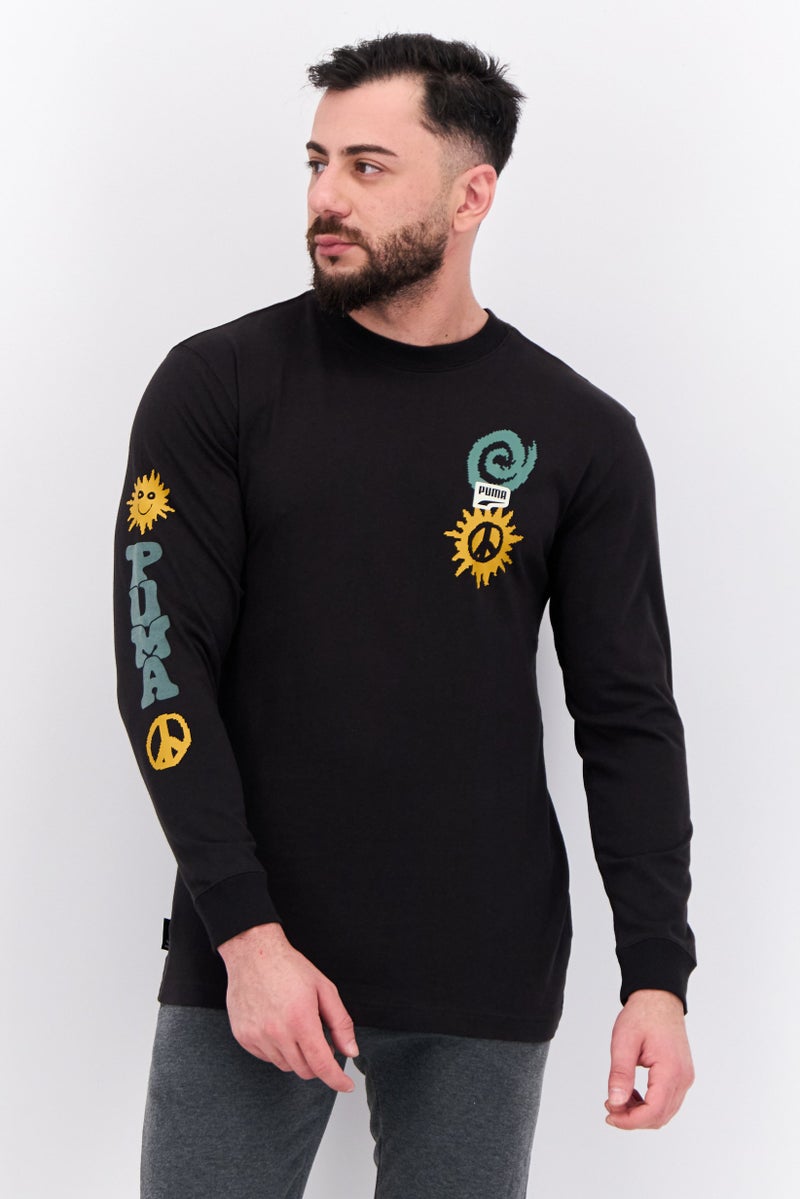 PUMA Men Relaxed Fit Long Sleeve Outdoor Sweatshirt, Black - Image 1