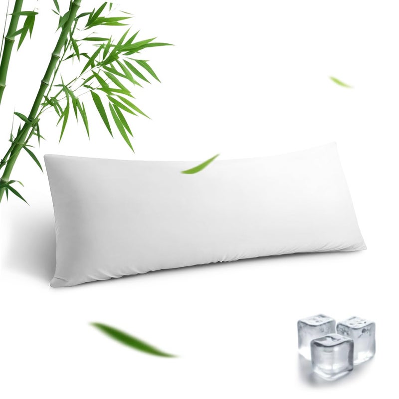 Parkdeny Body Pillowcase  Cooling Viscose from Bamboo Pillow Cover with Zipper Closure  Soft Moisture-Wicking for Hot Sleepers  Hair and Skin-Friendly  White  1 Pack - Image 1