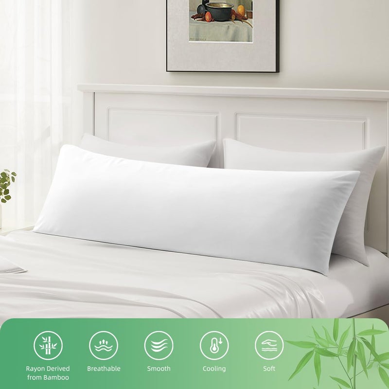 Parkdeny Body Pillowcase  Cooling Viscose from Bamboo Pillow Cover with Zipper Closure  Soft Moisture-Wicking for Hot Sleepers  Hair and Skin-Friendly  White  1 Pack - Image 5