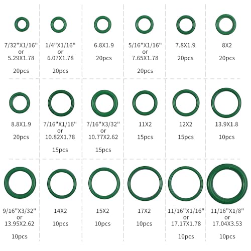 Saipe 3 Sets Car A/C Repair Kit, 270pcs Rubbber O-Ring Assortment Kits Seal Gasket Washer Set + 40PCS Car Air Conditioner Valve Core Kit R12 R134a A/C Valves Cores + 10pcs R134a AC Valve Caps - Image 4