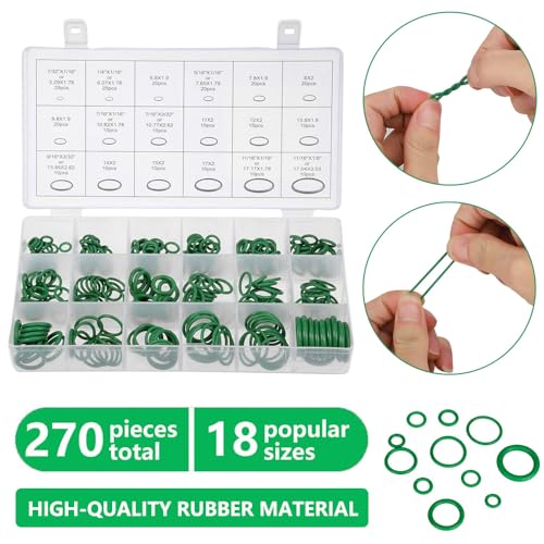 Saipe 3 Sets Car A/C Repair Kit, 270pcs Rubbber O-Ring Assortment Kits Seal Gasket Washer Set + 40PCS Car Air Conditioner Valve Core Kit R12 R134a A/C Valves Cores + 10pcs R134a AC Valve Caps - Image 5
