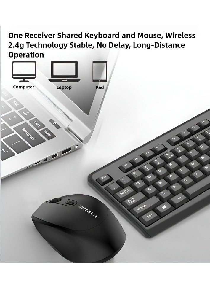 ZIDLI - ZIDLI KM60 Wireless Keyboard and Mouse Set - 2.4G Wireless Business Office Suite - Image 1