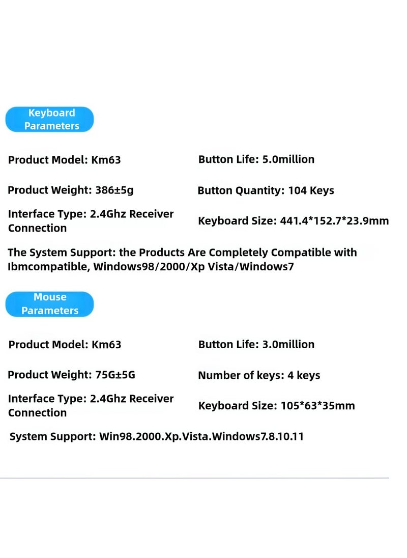 ZIDLI - ZIDLI KM60 Wireless Keyboard and Mouse Set - 2.4G Wireless Business Office Suite - Image 1