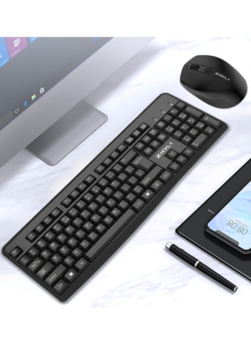 ZIDLI - ZIDLI KM60 Wireless Keyboard and Mouse Set - 2.4G Wireless Business Office Suite - Image 1