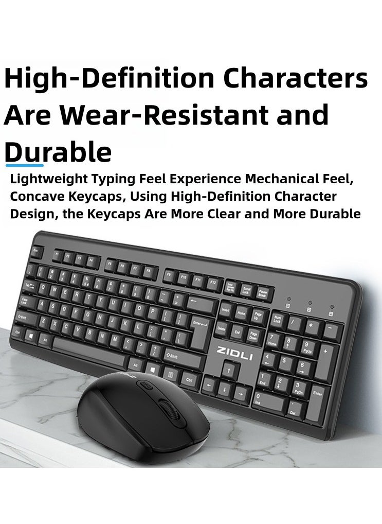ZIDLI - ZIDLI KM60 Wireless Keyboard and Mouse Set - 2.4G Wireless Business Office Suite - Image 1