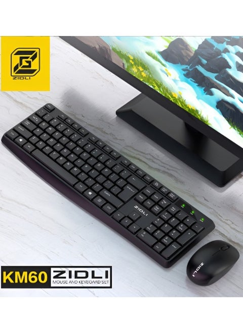 ZIDLI KM60 Wireless Keyboard and Mouse Set - 2.4G Wireless Business Office Suite