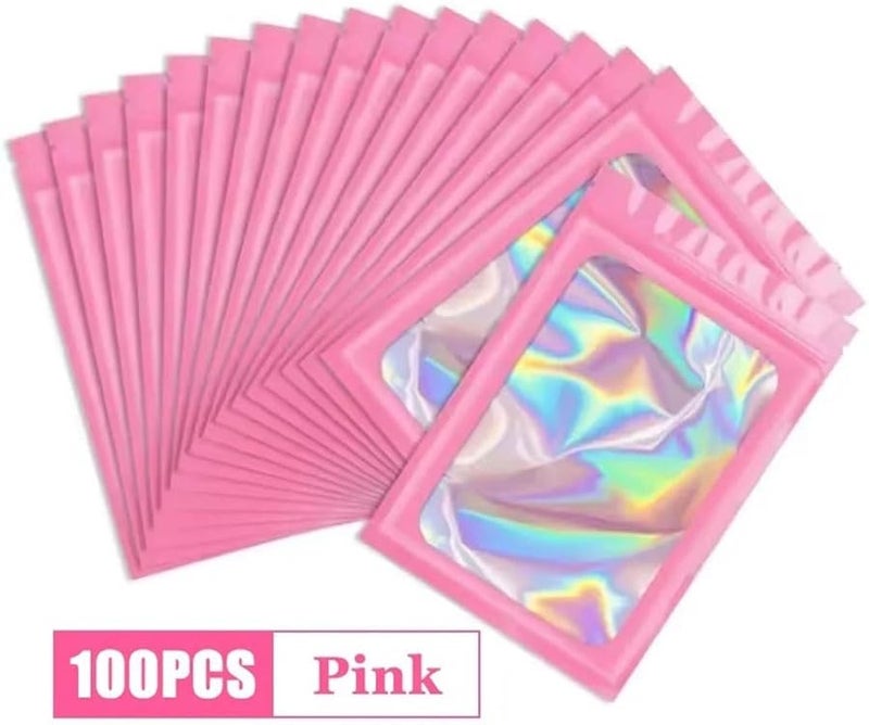 White Holographic Ziplock Bags 7x12cm 100Pcs For Jewelry Storage Manicure Display - Image 4
