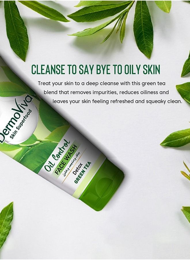 DermoViva - Dermoviva Oil Control Face Wash Purifying Green Tea | Detoxifying Properties | Helps Maintain the Oil Balance of Your Skin -150ml - Image 1