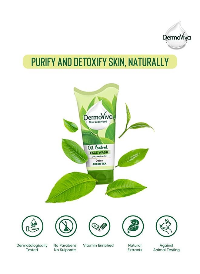 DermoViva - Dermoviva Oil Control Face Wash Purifying Green Tea | Detoxifying Properties | Helps Maintain the Oil Balance of Your Skin -150ml - Image 1
