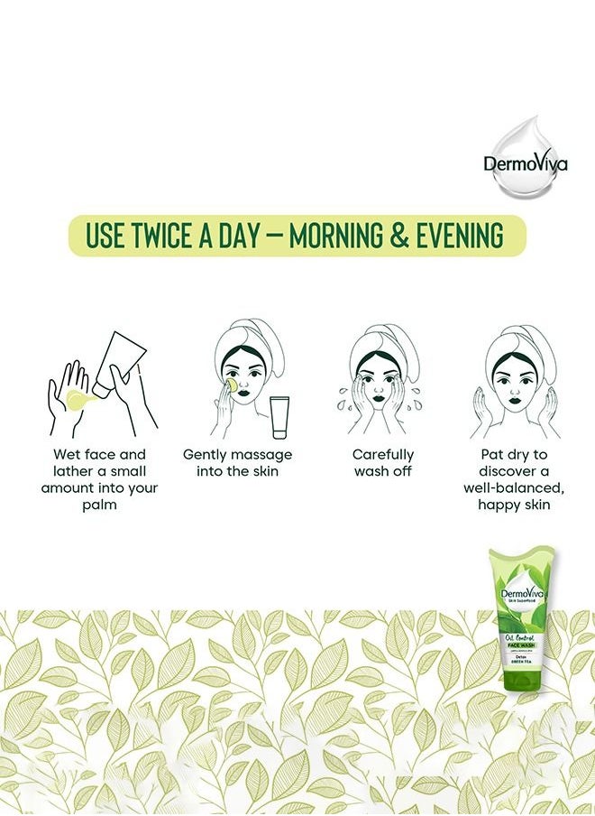 DermoViva - Dermoviva Oil Control Face Wash Purifying Green Tea | Detoxifying Properties | Helps Maintain the Oil Balance of Your Skin -150ml - Image 1