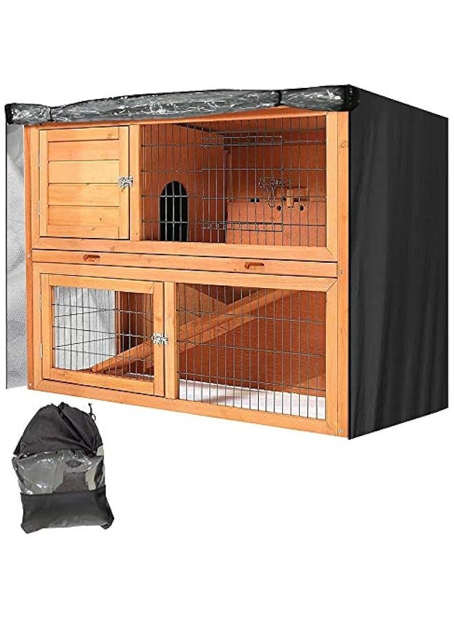 Rabbit Hutch Cover Outdoor Waterproof Double Rabbit Cage Dust Cover for Winter Pet Cage Protection with Zipper Opening Visible Window Vent Holes 48x20x41/122x50x105cm - Image 1