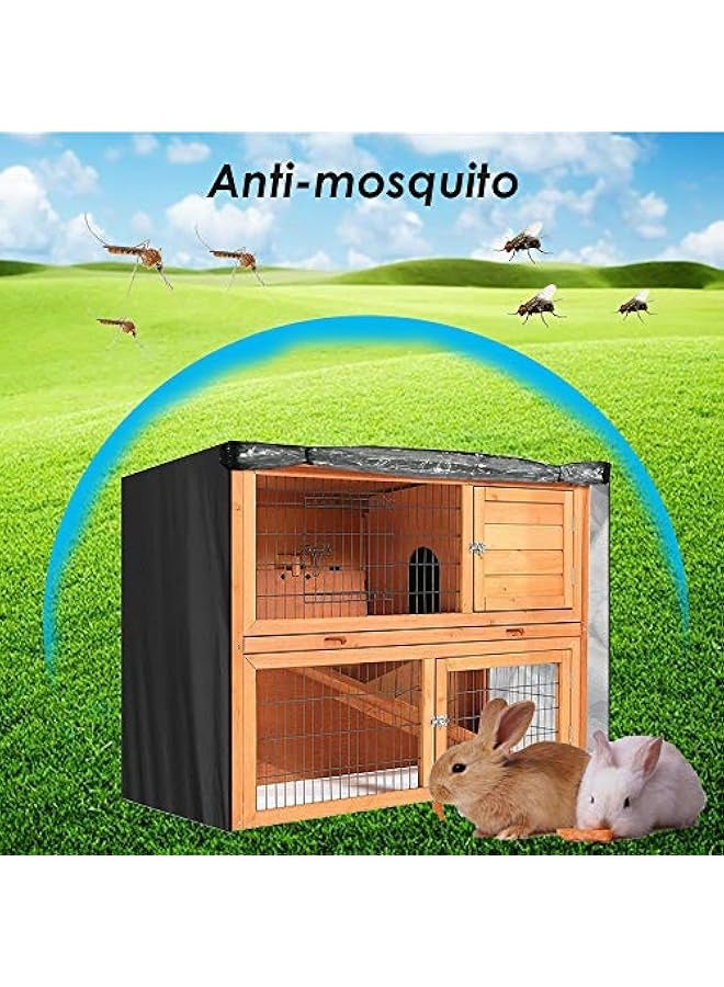 Rabbit Hutch Cover Outdoor Waterproof Double Rabbit Cage Dust Cover for Winter Pet Cage Protection with Zipper Opening Visible Window Vent Holes 48x20x41/122x50x105cm - Image 5