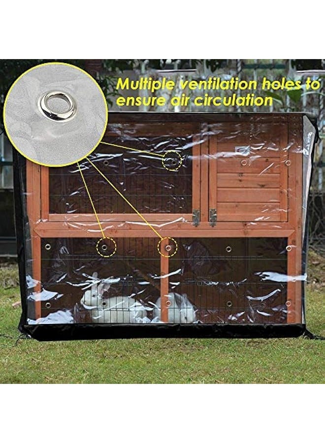 Rabbit Hutch Cover Outdoor Waterproof Double Rabbit Cage Dust Cover for Winter Pet Cage Protection with Zipper Opening Visible Window Vent Holes 48x20x41/122x50x105cm - Image 3