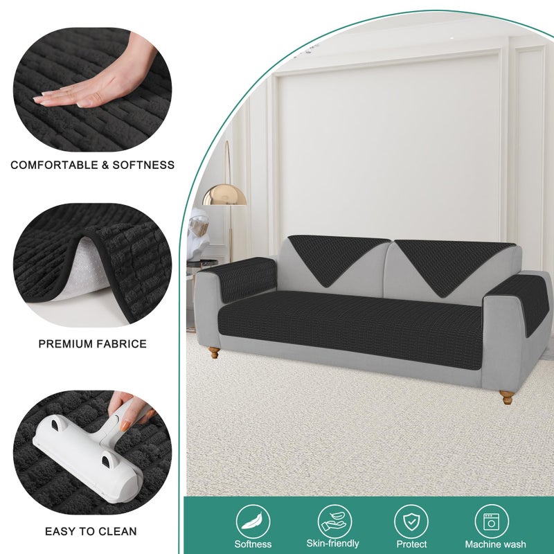 Foxdecor Couch Cover Sofa Covers Washable  Dog Bed Cover Couch Covers for 3 Cushion Couch Sofa Pet Friendly  Dog Couch Cover Furniture Covers for Pets.(Black 32x82 inch) - Image 2