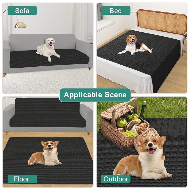 Foxdecor Couch Cover Sofa Covers Washable  Dog Bed Cover Couch Covers for 3 Cushion Couch Sofa Pet Friendly  Dog Couch Cover Furniture Covers for Pets.(Black 32x82 inch) - Image 4