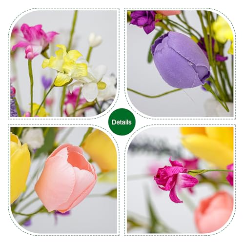 MG MagicGarden Artificial Spring Flowers 12 Pack Spring Flower Stems 17 Inch Floral Picks with Pink Yellow Purple Tulips Wildflowers for Centerpieces Vases Floral Arrangements Summer Easter Decor - Image 5