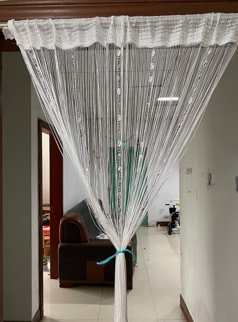 ZiDeTang Button Beaded Door Curtain Fringe Tassel Living Room Divider Curtain (39.30" x 78.50", White) - Image 5