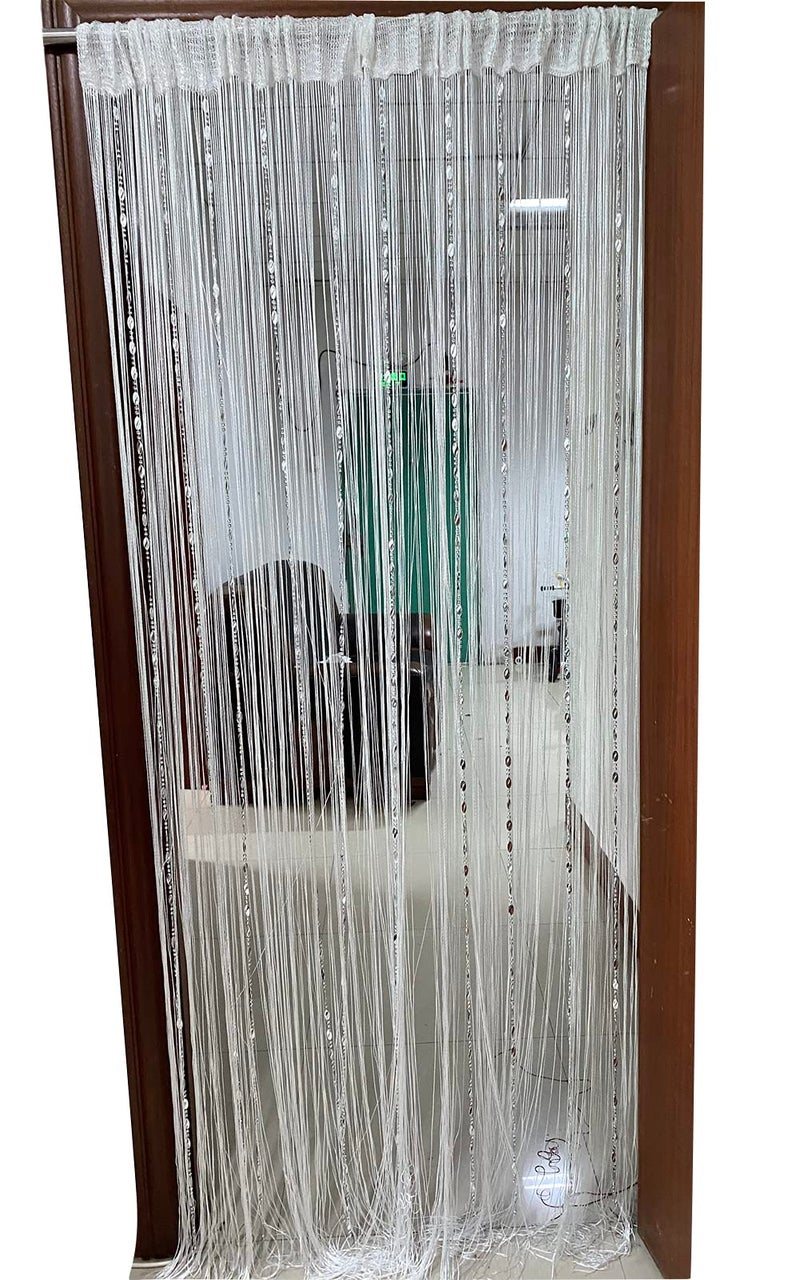 ZiDeTang Button Beaded Door Curtain Fringe Tassel Living Room Divider Curtain (39.30" x 78.50", White) - Image 3