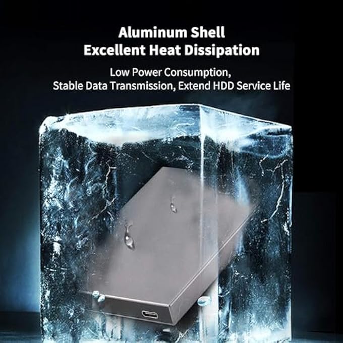 rayihni ALUMINUM 2.5" HARD DRIVE ENCLOSURE USB C 3.1/3.2 GEN2 6GBPS EXTERNAL HDD CADDY ADAPTER READER WITH UASP FOR 2.5INCH 7/9.5MM SATA HDD/SSD COMPATIBLE WITH WD SEAGATE PS4/5 XBOX ECT. - Image 2