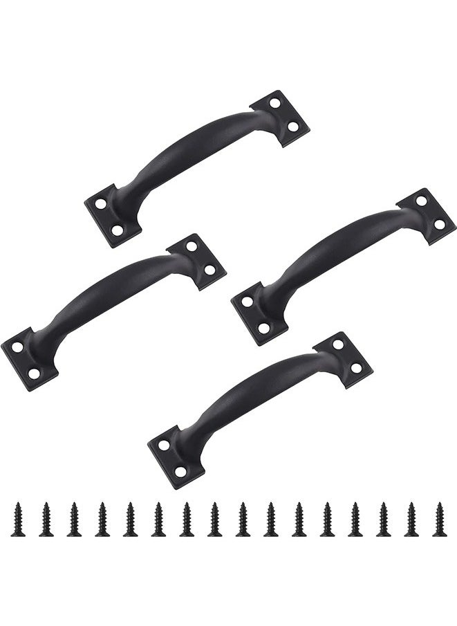 Generic Gate Handles, 4pcs 4 Inch Vintage Barn Door Pulls Utility Cabinet Handles, Screw in Drawer Pulls Black Gate Handles  - Image 1
