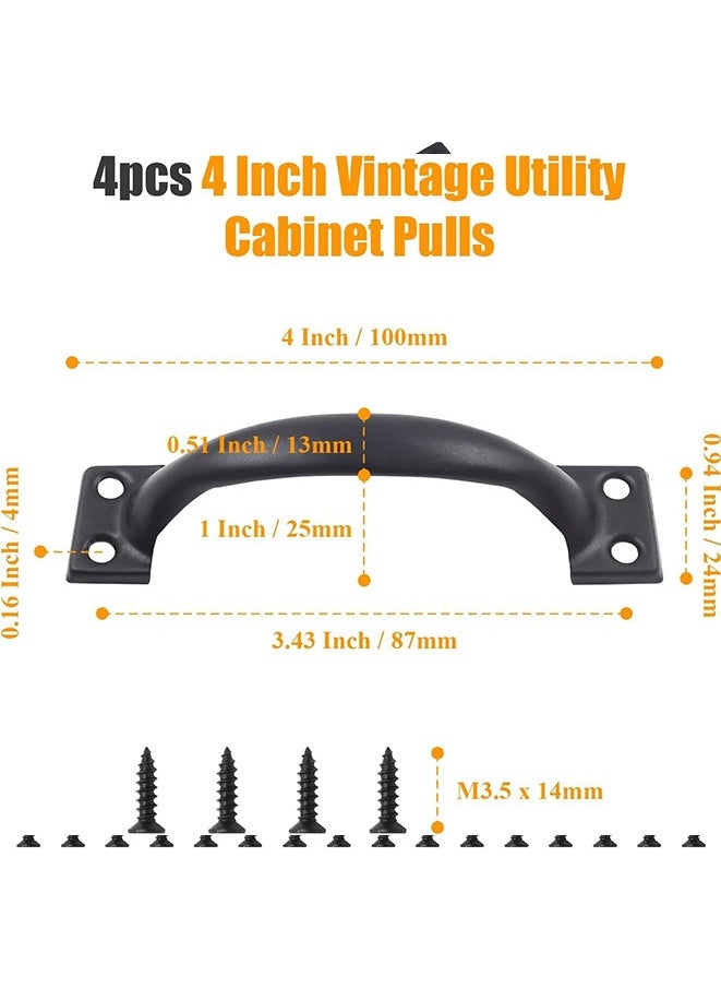 Generic Gate Handles, 4pcs 4 Inch Vintage Barn Door Pulls Utility Cabinet Handles, Screw in Drawer Pulls Black Gate Handles  - Image 3