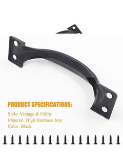 Generic Gate Handles, 4pcs 4 Inch Vintage Barn Door Pulls Utility Cabinet Handles, Screw in Drawer Pulls Black Gate Handles  - Image 2