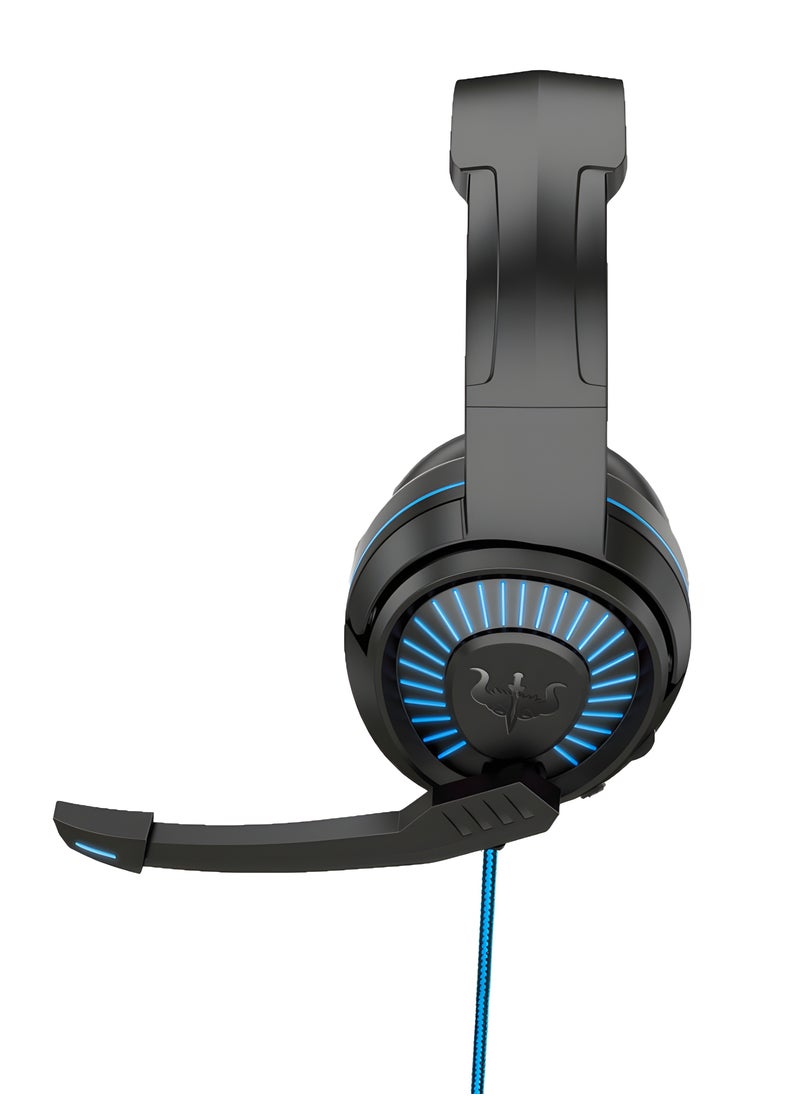 سماعة ألعاب GT66 اوفلينج استريو عالية الصوت مع ميكروفون دوار – مزودة بإضاءة RGB وتحكم في الصوت – متوافقة مع PS4، الكمبيوتر المحمول، والأجهزة المحمولة -ازرق