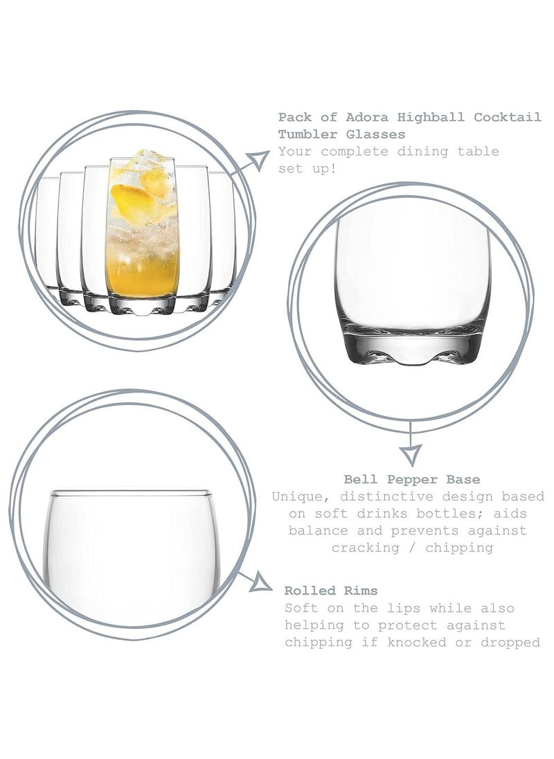 3Diamonds - Drinking Glasses Set of 6- Lead-Free. Durable and Stylish for Water Glass. Juice Glass. Mojito Glass Cups and Mixed Drink Cocktail Glasses and Tumblers. Highball Glasses (Design 33) - Image 1