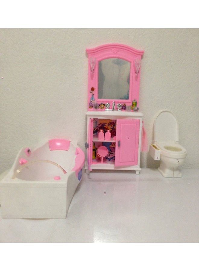 Gloria أثاث منزل الدمية الفاخر خاصتي غرفة الاستحمام مع حوض استحمام ومنضدة زينة - Image 1