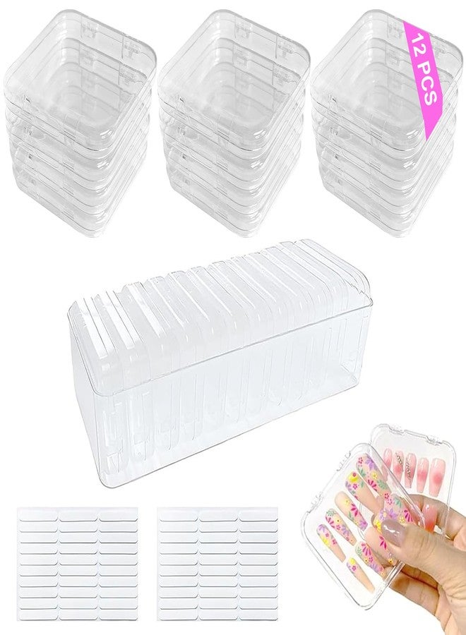 Sawvolker 13 Pcs Clear Press On Nail Storage Box with Container, False Nail Case Organizer Press On Nail Packaging Box Nail Display Case with Double Sided Tape for Nail Art Home Salon Nail Business Supplies - Image 1