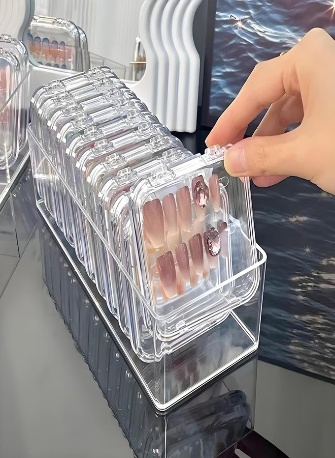 Sawvolker 13 Pcs Clear Press On Nail Storage Box with Container, False Nail Case Organizer Press On Nail Packaging Box Nail Display Case with Double Sided Tape for Nail Art Home Salon Nail Business Supplies - Image 5