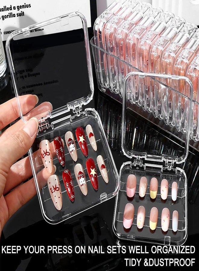 Sawvolker 13 Pcs Clear Press On Nail Storage Box with Container, False Nail Case Organizer Press On Nail Packaging Box Nail Display Case with Double Sided Tape for Nail Art Home Salon Nail Business Supplies - Image 4