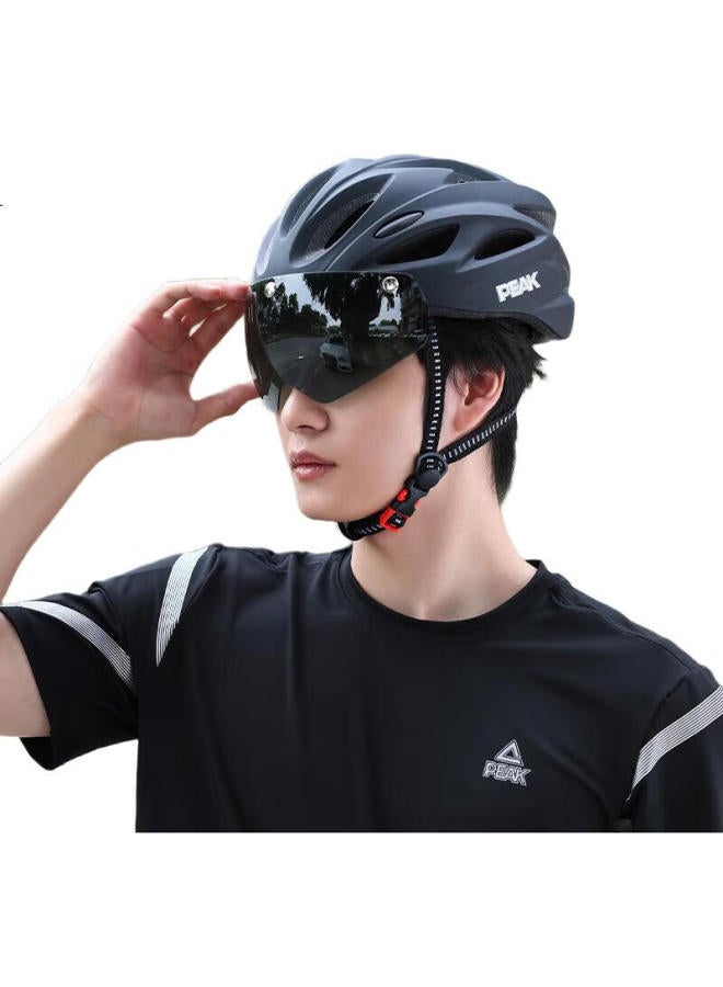 PEAK Cycling Helmet, Mountain And Road Bike Helmet, For Men And Women, With Integrated Goggles, One-Piece Molded Safety Helmet, White - Image 3