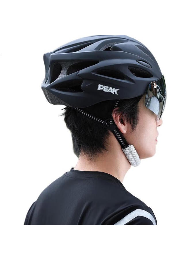 PEAK Cycling Helmet, Mountain And Road Bike Helmet, For Men And Women, With Integrated Goggles, One-Piece Molded Safety Helmet, White - Image 1