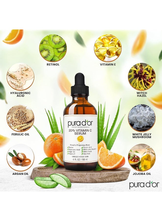 Pura d'or PURA D'OR 20% Vitamin C Serum for Face and Eye with Hyaluronic Acid, Vitamin E and Argan Oil  - Image 3