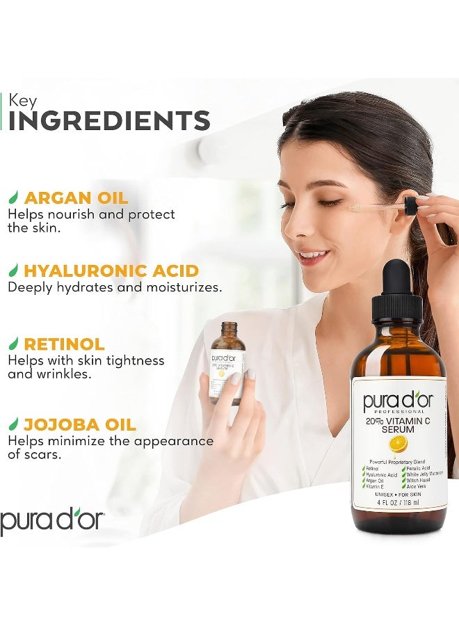 Pura d'or PURA D'OR 20% Vitamin C Serum for Face and Eye with Hyaluronic Acid, Vitamin E and Argan Oil  - Image 4