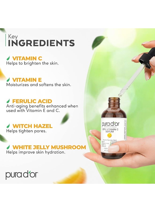 Pura d'or PURA D'OR 20% Vitamin C Serum for Face and Eye with Hyaluronic Acid, Vitamin E and Argan Oil  - Image 5