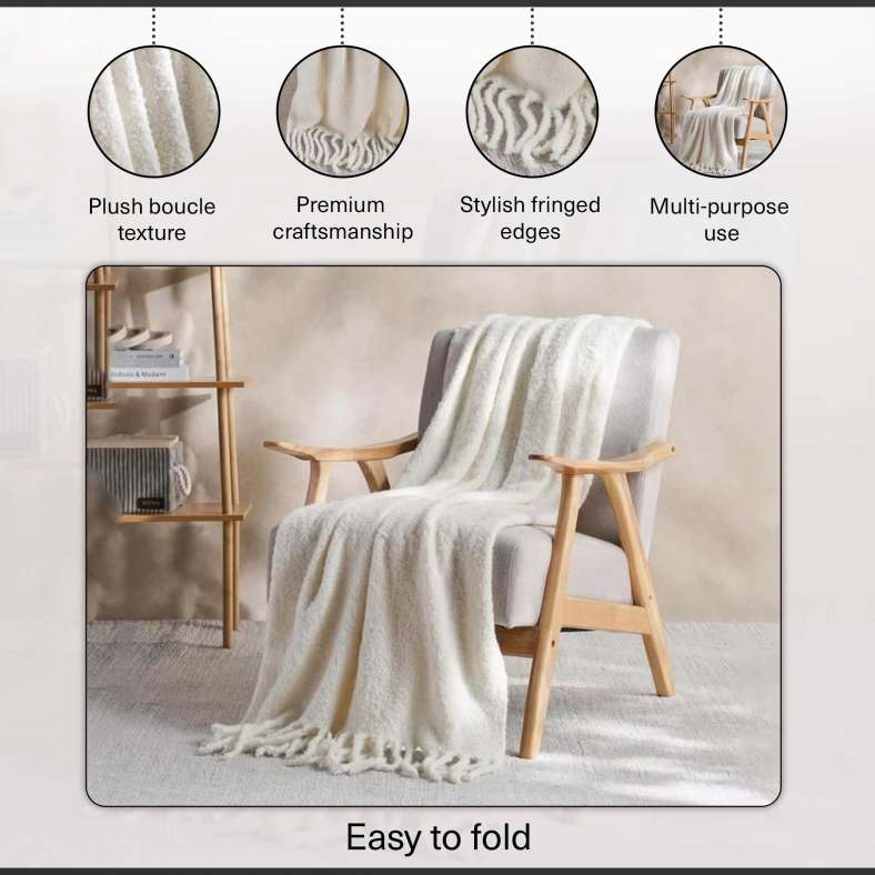 Pan Home بطانية نيقوسيا بوكل - أبيض - Image 3