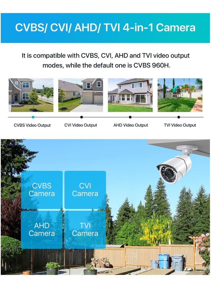 SYOSI 2.0MP HD 1080p 1920TVL Security Camera Outdoor Indoor, Hybrid 4-in-1 HD-CVI/TVI/AHD/960H Analog CVBS, 120ft IR Night Vision, 105° View Angle Surveillance CCTV Bullet Camera - Image 4