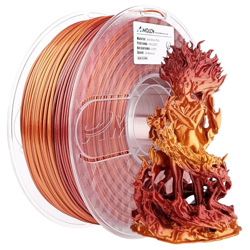 AMOLEN PLA 3D Printer Filament PLA Filament 175mm Silk Shiny Filament Red Gold Filament 3D Printer Gradient Pla Filament 1KG22lb Compatible with Most FDM 3D Printers