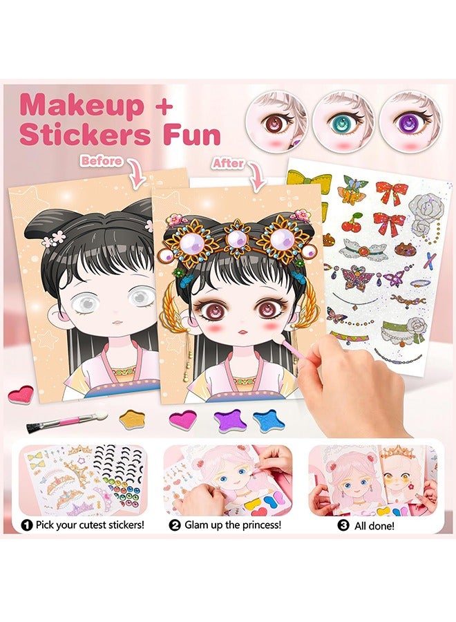LCAREMOM Art Craft Activity for Kids, Paper Craft Kits, Paper Makeup DIY Girls Toy Kit with Diamond Painting and Princess Dress Up Set, Birthday Party Gift for Girls  - Image 4