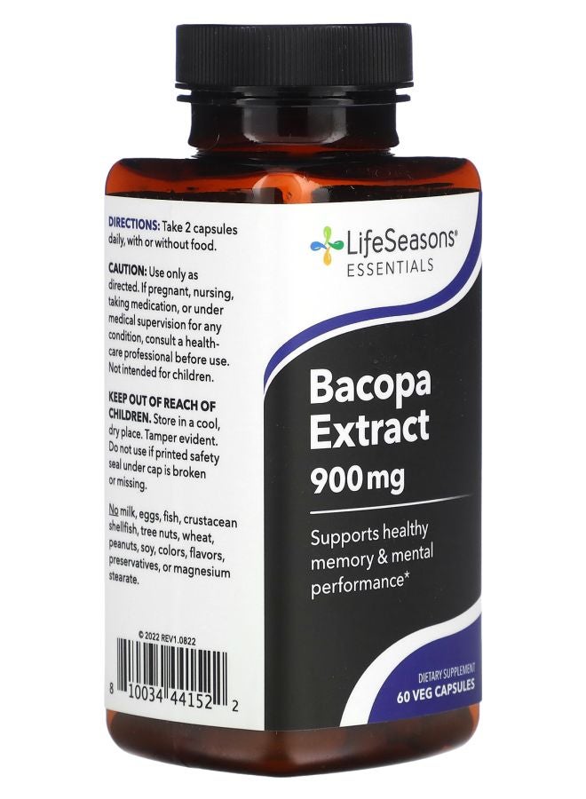 LifeSeasons Bacopa Extract 60 Veg Capsules (450 mg per Capsule) - Image 2