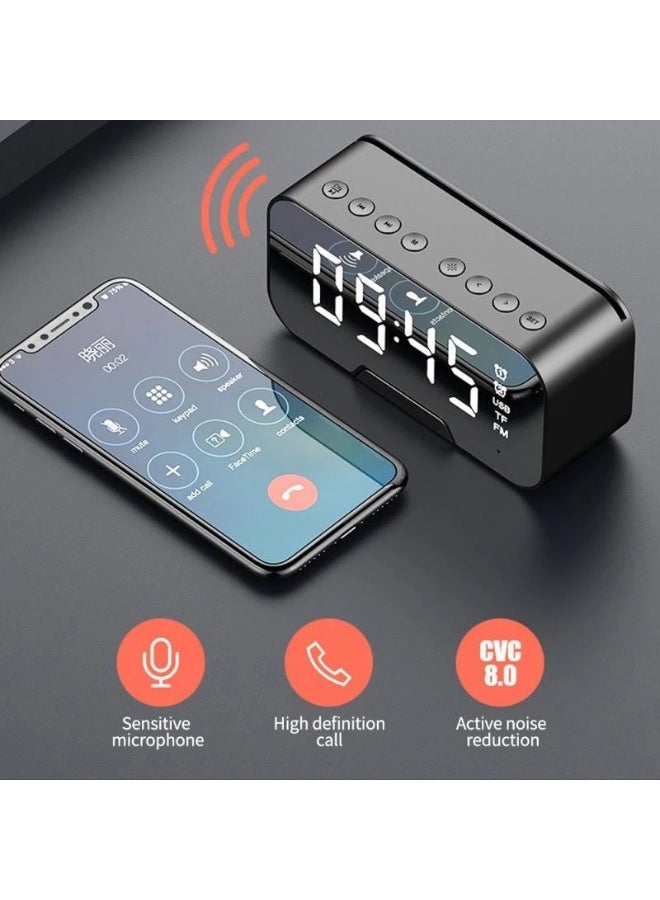 جوجودوك سماعة بلوتوث لاسلكية متعددة الوظائف من GOOJODOQ مع شاشة مرآة LED ومنبه ومضخم صوت - أسود - Image 4
