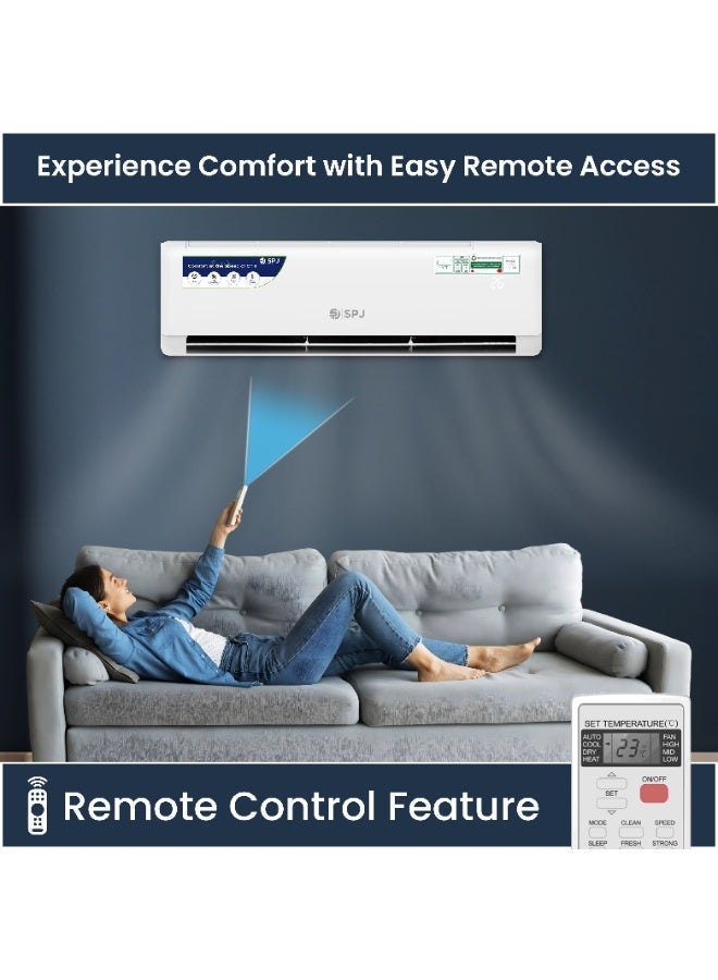 SPJ 1.5 Ton Split Air Conditioner 18000 BTU, Piston Compressor, Golden Fin, Anti-Rust Body, R410A – White - Image 3