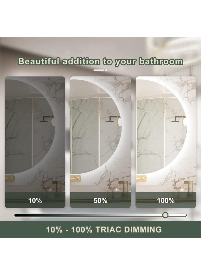 Taimi - Frameless Tri-Color Backlit LED Round Mirror 60CM Bathroom Vanity Mirror Dimmable Wall Mounted Makeup Mirror Large Anti-Fog Lighted Makeup Circle Mirror with Memory Function - Image 1