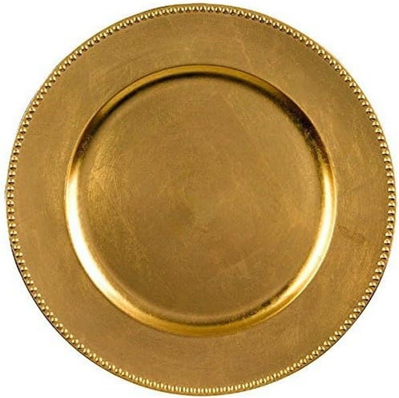 Amscan Elegant Round Metallic Gold Plastic Charger  14 1 Pc  Stunning Table Decor Accent for Weddings Special Events  Home Dining  - Image 1
