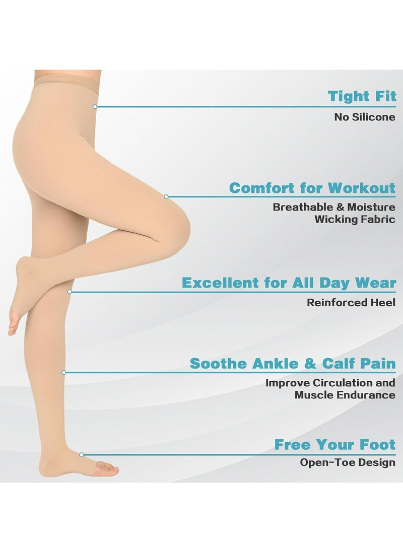 CMGTYYD - 20-30 mmHg Compression Pantyhose for Women, Open Toe Medical Compression Stockings, Waist High Opaque Compression Tights for Edema, Varicose Veins, Swelling, Teacher, Doctor (L) - Image 1
