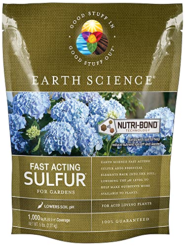 Earth Science Fast Acting Sulfur – 5lb—Soil pH Reducer, Lowers pH Instantly, Reduces Nutrient Runoff, Improves Growth & Color for Acid-Loving Plants, Long-Lasting Lawn Care Flower Bee Supplement - Image 1