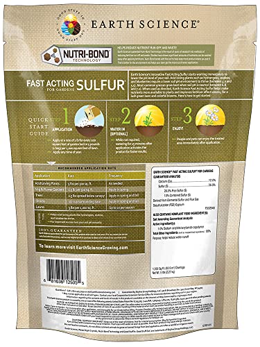 Earth Science Fast Acting Sulfur – 5lb—Soil pH Reducer, Lowers pH Instantly, Reduces Nutrient Runoff, Improves Growth & Color for Acid-Loving Plants, Long-Lasting Lawn Care Flower Bee Supplement - Image 2