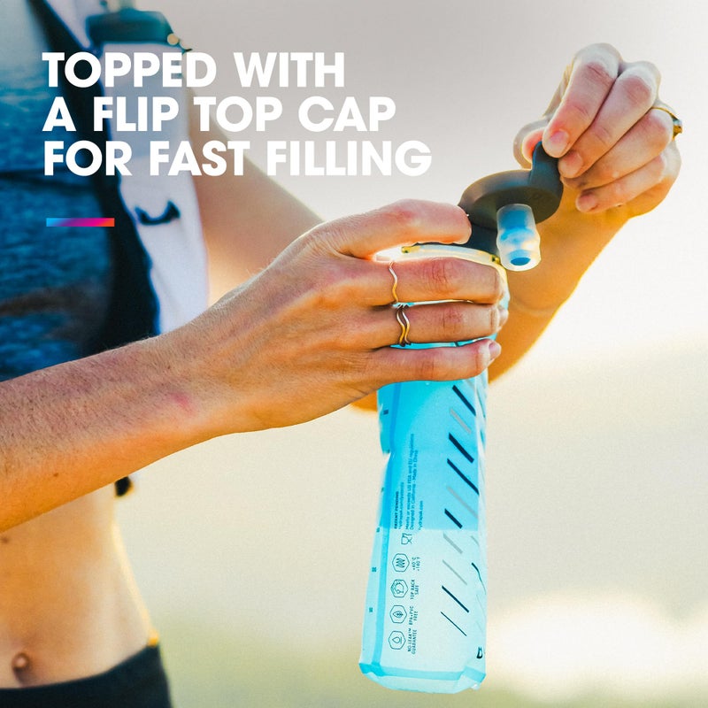 HydraPak UltraFlask Speed (500ml or 600ml) - Collapsible Soft Flask Water Bottle for Hydration Vests and Running Packs with Easy Open Cap - Image 4